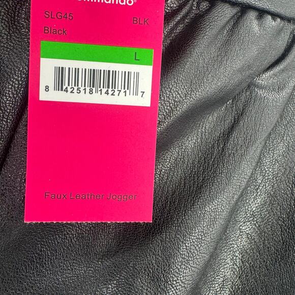 Commando Women's Black Faux Leather Joggers Pant Stretch Size Large NWT - Picture 10 of 11